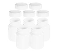 BUGUUYO 80cc White Plastic Medicine Pill Bottle Organizer Lid, 5pcs Small Travel Pill Case for Capsules and Powder Storage, Portable Medication Bottle Holder