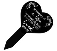 BUGUUYO Acrylic Stake Marker Black for Heart Memorial Cemetery Garden