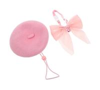 BUGUUYO Adjustable Cat Collar Set with Bell and Soft Woolen Beret Hat Cozy Small Animal Costume Accessories for Outdoor Events and Parties Comfortable Tracking Bell Collar for Cats and