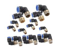 BUGUUYO Air Hose Quick Connect Fittings Plastic Copper Crimp Coupler Assortment with Threaded Straight Elbow Reducer Connectors for Air Tool Supply Fast Installation and Secure Connection