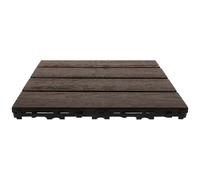BUGUUYO Anti-slip Interlocking Plastic Deck Tiles with Black Base, Embossed Chocolate Brown Floor Mats for Outdoor Balcony, Garden, and Bathroom Waterproof Flooring