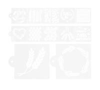BUGUUYO Baking Stencils with Versatile Use and Fun Decoration Features White Pet Material 12pcs for Bread and Cake Decorating for Birthday Parties and DIY Decor