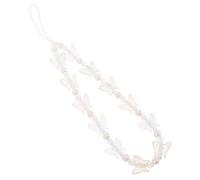 BUGUUYO Beaded Pearl Phone Strap with Butterfly Charm Stylish Cell Phone Lanyard and Wristlet for Handbag and Backpack Decoration Durable and Easy to Use Accessory for Women