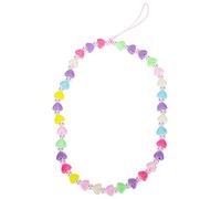 BUGUUYO Beaded Phone Charm Wrist Strap Heart Design Acrylic Phone Lanyard Anti-lost Mobile Hanging Rope Suitable for Smartphones Women Men Random Color
