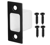 BUGUUYO Black Door Strike Plate with Screws and Latch Box Stainless Steel Deadbolt Cover Plate for Metal Doors Heavy Duty Security Reinforcement Replacement Kit for Home and Office