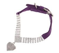 BUGUUYO Bling Rhinestone Dog Collar for Small Pets - Adjustable Purple 2.75" Wide Jeweled Necklace for Dogs and Cats, Sparkly Pet Jewelry Accessory with Pendant for Stylish Outfits