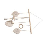 BUGUUYO Bohemian Macrame Hair Bow Holder Cotton Rope Hanging Hairpin Organizer Beige Wall Decor for Home Storage of Hair Accessories