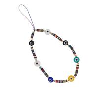 BUGUUYO Bohemian Short Phone Strap with Evil Eye Pendant Lightweight Wrist Lanyard for Mobile Phones Unique Soft Clay Charm Practical Lost Accessory Easy to Install and Carry Random Color