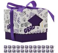 BUGUUYO Candy Boxes Multi-function Paper and Graduation 50pcs for Party Purple Candy Holder Favour Boxes Graduation Time for Special Occasions and Parties