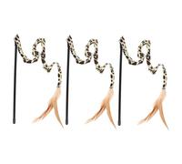 BUGUUYO Cat Teaser Toy 3pcs Kitten Teasing Rod Lightweight Leopard Print Design Cat Teasing Stick for Exciting Play