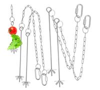 BUGUUYO Chicken Veggies Skewer Hanging Feeder Chain 4pcs Stainless Steel Fruit Food Feeder for Chickens Hens Coop Foraging Accessory