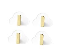 BUGUUYO Cloud-Shaped L-Shape Nail-Free Bag Hanging Hooks Plastic Traceless Wall Hooks for Kitchen Bathroom Bedroom 4pcs White Self Adhesive