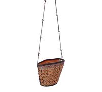 BUGUUYO Coconut Shell Bucket Handmade Shoulder Bag for Summer Shopping | Canvas Woven Design, Brown Tropical Boho Style, Light Carry for Towels, Lipstick and Cosmetics