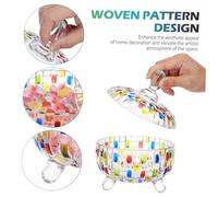 BUGUUYO Colorful Woven Pattern Glass Candy Jar with Freshness Locking Lid Decorative Storage Container for Snacks Biscuits Chocolates and Nuts Solid Transparent Glass with Eye Catching