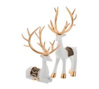 BUGUUYO Creative Ceramic Deer Ornament Stag Figurines for Living Room Entrance Decor Durable Robust Reindeer Statue Home Decorative Model Craft Table Accent for Artistic