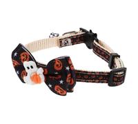 BUGUUYO Decorative Pet Collar Bell Adjustable Halloween Themed Bow Collar for Cats and Dogs Stylish Neck Decor for Parties and Festivals Wear-resistant Charming Patterns for Everyday Use