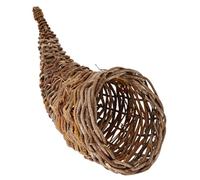 BUGUUYO Decorative Rattan Cow Horn Storage Basket Multifunction Woven Organizer for Snacks Bread and Sundries Natural Lightweight Cornucopia Style Home