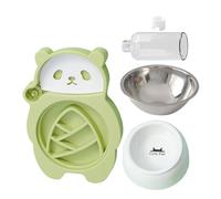BUGUUYO Dog Bowl Slow Feeder Cartoon Panda Shape Stainless Steel Pet Food Bowl Automatic Water Dispenser Dual Purpose for Dogs