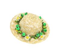 BUGUUYO Dog Hawaii Woven Hat for Pets Green Daisy Adorable Floral Headdress for Parties Photos and Daily Wear Soft Comfortable and Photo Prop