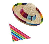 BUGUUYO Dog Sombrero Hat and Mexican Bandana for Small Dogs and Cats Adjustable Fiesta Costume with Woven Triangular Neckerchief for Birthday Parties and Themed Celebrations