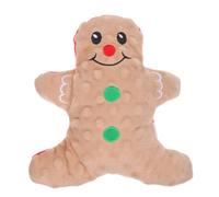 BUGUUYO Dog Teething Dog Squeaky Chew Gingerbread Man Stuffed Puppy Bite Squeaky Chew Christmas Plushies Light Brown