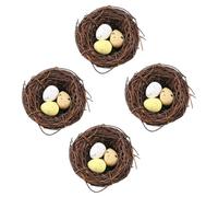 BUGUUYO Easter Decor 4pcs Large Artificial Birds Nest and Eggs Garden Home Decor Bird Nest Craft Props