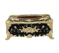 BUGUUYO European Style Acrylic Tissue Holder Box for Home and Office Napkin Container with Elegant Black and Gold Finish Decorative Napkin Box for Table Bathroom Desk and Use