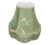 BUGUUYO European Style Macrame Tassel Lampshade Replacement for Table Floor Desk Lamps Lightweight Lamp Cover with Rustic Green Bamboo Leaf Design Easy Install Decorative Victorian Shade