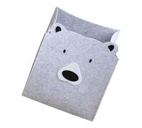 BUGUUYO Felt Laundry Basket and Toy Storage Bin for Babies with Handle, Foldable Gray Bear Design, Sturdy Clothes Organizer for Nursery and Playroom Storage