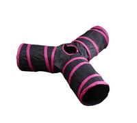 BUGUUYO Foldable Cat Tunnel with Crinkle Sound 3-Directional PET Play Tube for Cats Guinea Pigs and Rabbits Interactive PET Toy in Rose and Black
