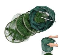 BUGUUYO Foldable Fishing Net with Wear-resistant Polyester and Stainless Steel Frame for Wild Fishing and Fish Locating and Outdoor Use