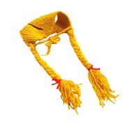 BUGUUYO Funny Cat Pet Hat with Braids Soft Woolen Yarn Knitting Cap for Kittens Adorable Costume for Parties Photo Shoots Easter Halloween Christmas Gatherings Fits