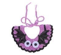 BUGUUYO Halloween Bat Style Adjustable Woolen PET Collar Bib Design Soft Yarn Decorative Scarf for Kitten and Puppy Fits 9-14cm Neck for Festive Parties and Everyday Wear