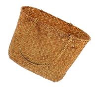 BUGUUYO Hand-woven Wicker Picnic Basket with Handle Small Decorative Tote Bag for Outdoor Shopping and Giving in Natural Sea Grass Material