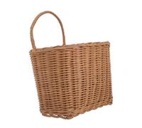 BUGUUYO Handwoven Small Wicker Hanging Basket Wall Mount Rattan Storage Organizer for Indoor Plants Fruits Vegetables Rustic Boho Decor Light Brown