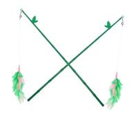 BUGUUYO Interactive Cat Teaser Wand Replacement Heads 2pcs Green Bamboo Pole for Cats Sturdy Self-Play Teasing Toy Fun Kitten Fishing Stick