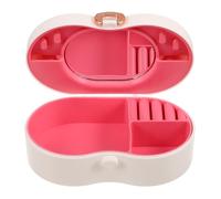 BUGUUYO Jewelry Box for Portable Handheld Makeup Storage Case with Built Mirror and Organized Compartments Pink Bowknot Design Pretend Play Storage Box for Childrens Cosmetics and Jewelry