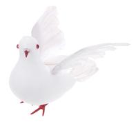 BUGUUYO Large Wing Stretching Peace Pigeon Bird Decoration 3d Foam Plumage Model with Small Iron Wire Feet, Easy Mounted Desktop Ornament in White for Engagement and Home Decoration