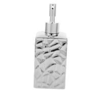BUGUUYO Luxury Ceramic Lotion Dispenser Bottle with Press Pump Refillable Empty Shampoo Conditioner Container for Hotel Spa Use High Hardness Silver Textured Square Design