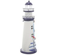 BUGUUYO Mediterranean Style Iron Art Lighthouse Figurine Lamp, Nautical Desk Ornament with LED Light, Large Window Ship Design Home Decoration for Living Room