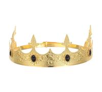 BUGUUYO Men's Party Crown Adjustable Metal Tiara for Costume Events | Golden Rhinestone Finish, Vintage Baroque Styling, Fits Most Adults, for Stage Cosplay and Royal Looks
