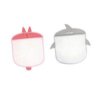 BUGUUYO Mesh Hanging Storage Bags with Suction Cups, 2pcs Set, Grey and Pink, Breathable Mesh Fabric Organizer for Bathroom and Nursery Storage