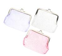 BUGUUYO Mini Glitter Coin Purse PVC Wallet with Wide Opening Clasp Design 3pcs Small Money Pouch for Women Travel School 4.72x3.54x0.39in