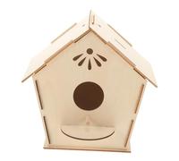 BUGUUYO Miniature Wooden Bird House Kit Unpainted Craft for Build and Paint Creative Art Project for Boys and Present for Imagination and Fun