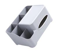 BUGUUYO Multi-functional Desktop Storage Box with Tissue Holder and Makeup Organizer Grey Multipurpose Container for Home Office Shop and Mall Decor with Compartments for Skincare and