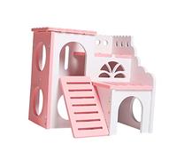 BUGUUYO Multi-purpose Hamster Bed 2-story Sleeping Nest Play Cottage Large Home Easy Diy Safe for Pets