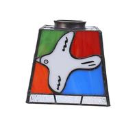 BUGUUYO Multicolored Stained Glass Lampshade with Dove Pattern Square French Artistic Glass Shade for Table Floor Wall Sconces Decorative Living Bedroom Lighting Easy Installation