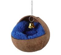 BUGUUYO Natural Coconuts Shell Bird Nest Bed for Parrots Coconut Nests Bird House Warm Pad Bell Decorative for Garden