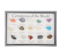 BUGUUYO Natural Crystal Mineral Specimens 15 Types Raw Gemstone Rocks Geological Teaching Samples Decorative Desktop Ore Collection for Home and Office