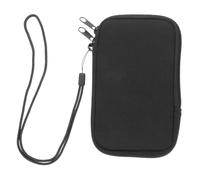 BUGUUYO Neoprene Phone Pouch with Lanyard Compact Zippered Cell Phone Sleeve Case for Women Portable Lightweight Bag for Walking Running Beach Underwater Protection Storage Organizer Black